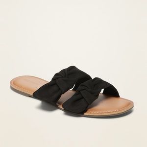 Double Strap Bow-Tie Slide Sandals for Women Size 7